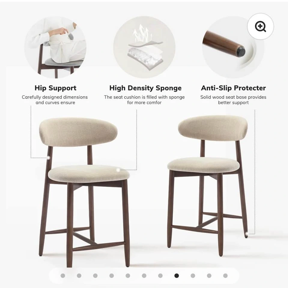 COLAMY ARLA Scandi Minimalist Bar Stool (beige colour) - photo 3