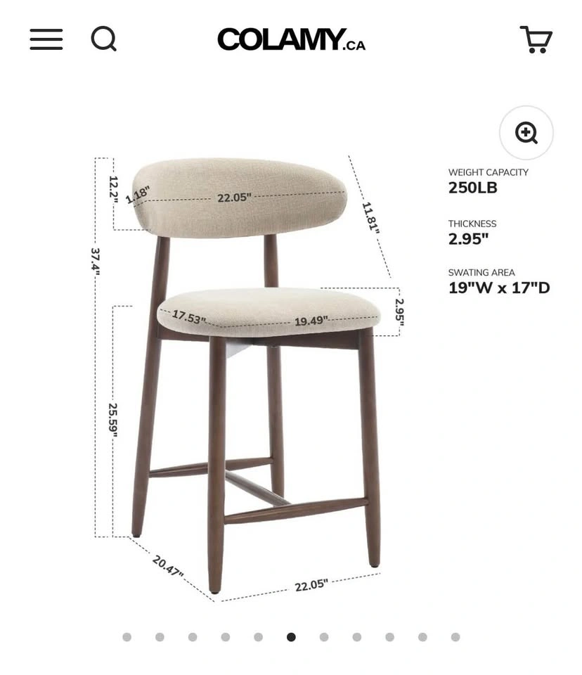 COLAMY ARLA Scandi Minimalist Bar Stool (beige colour) - photo 4