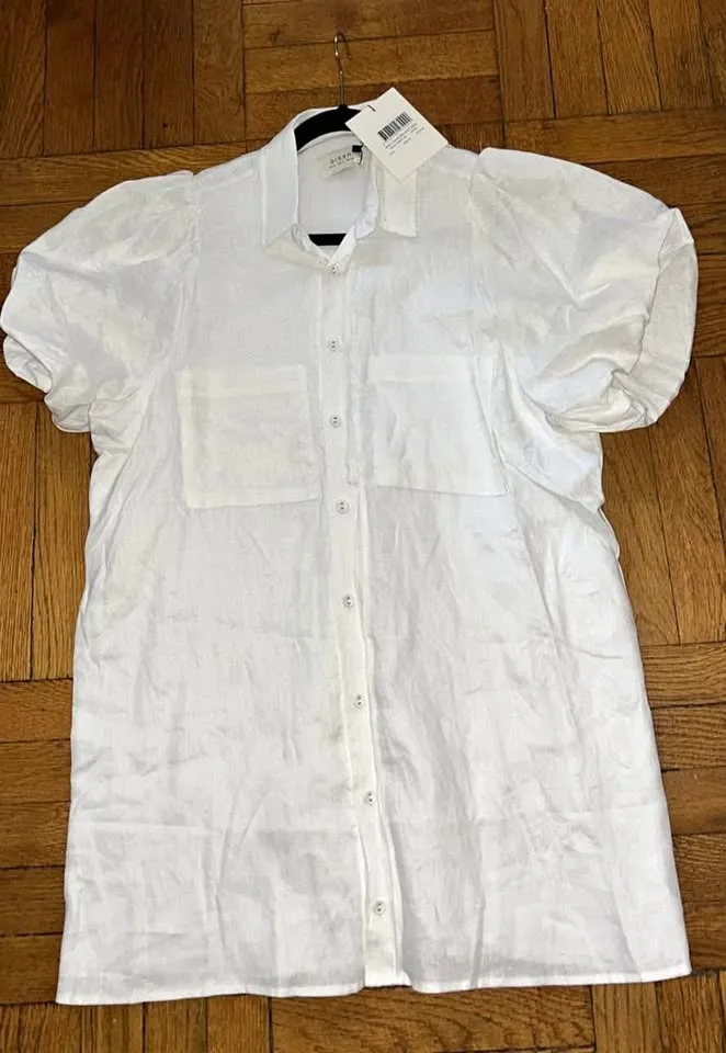 DISSH Linen White Shirt Dress - NEW - SZ 2 thumbnail