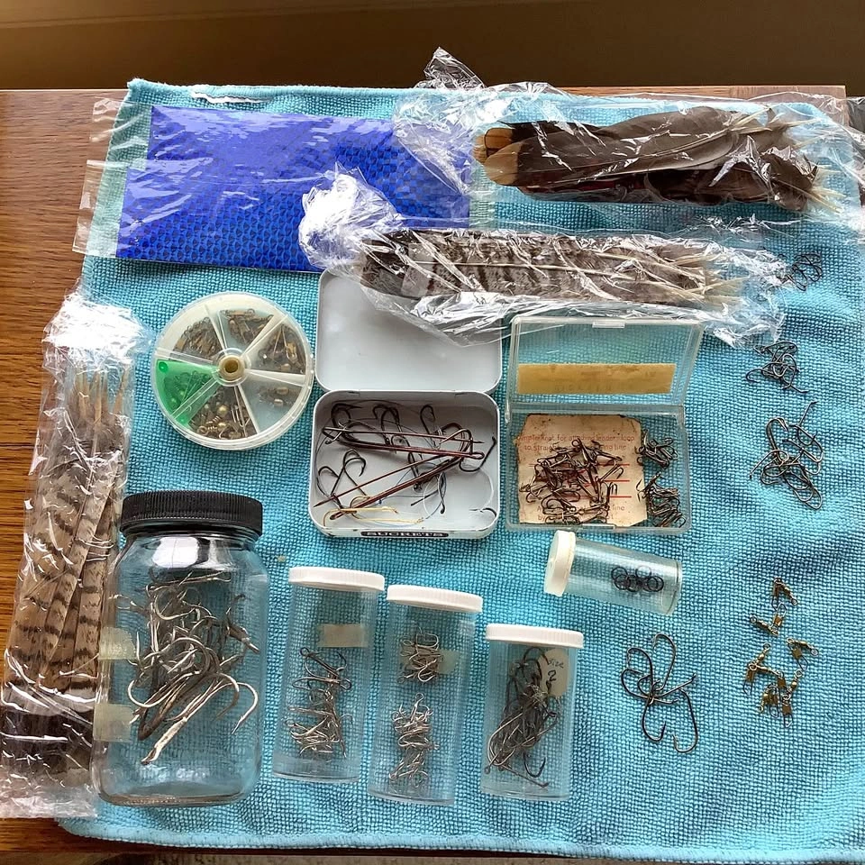 Estate Sale Lot Of Fish Hooks & Feathers
