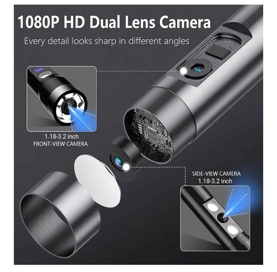 Dual Lens Endoscope Camera 4.3 inch 1920P HD Inspection Scope - photo 2