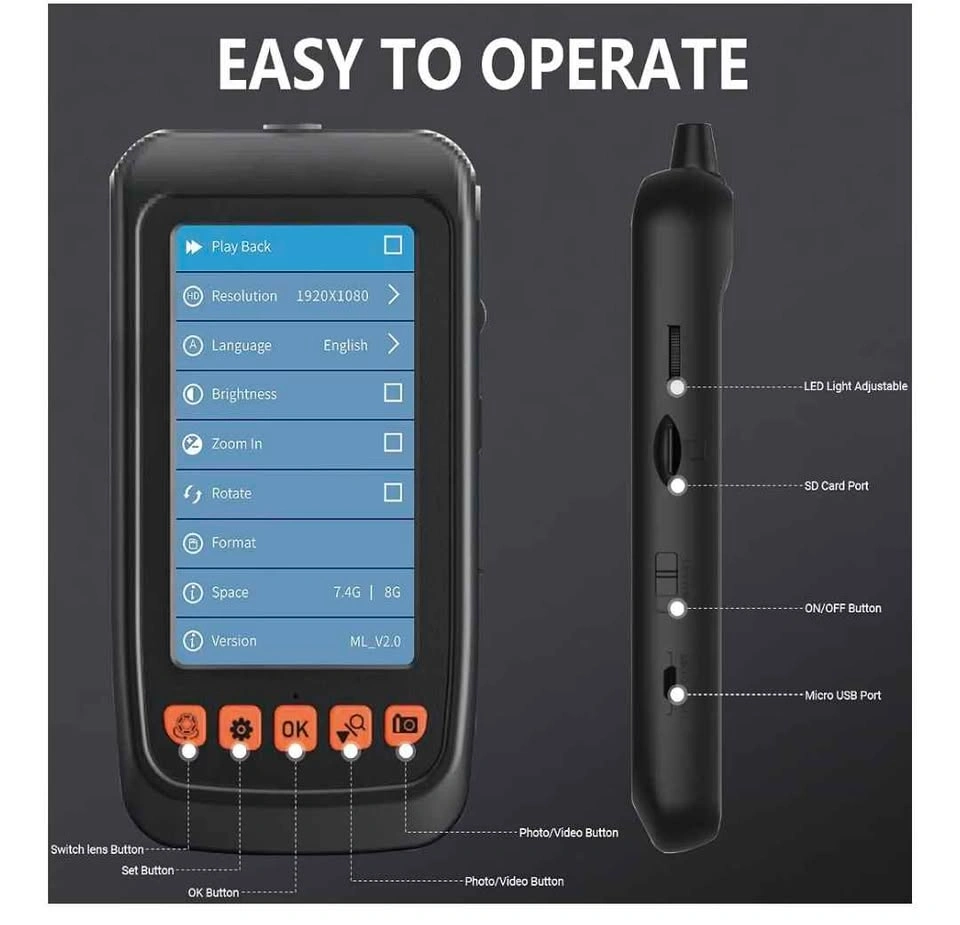 Dual Lens Endoscope Camera 4.3 inch 1920P HD Inspection Scope - photo 4