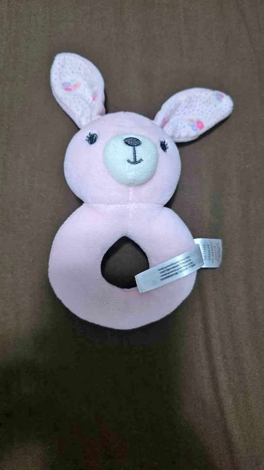 Pink Plush Bunny Baby Rattle