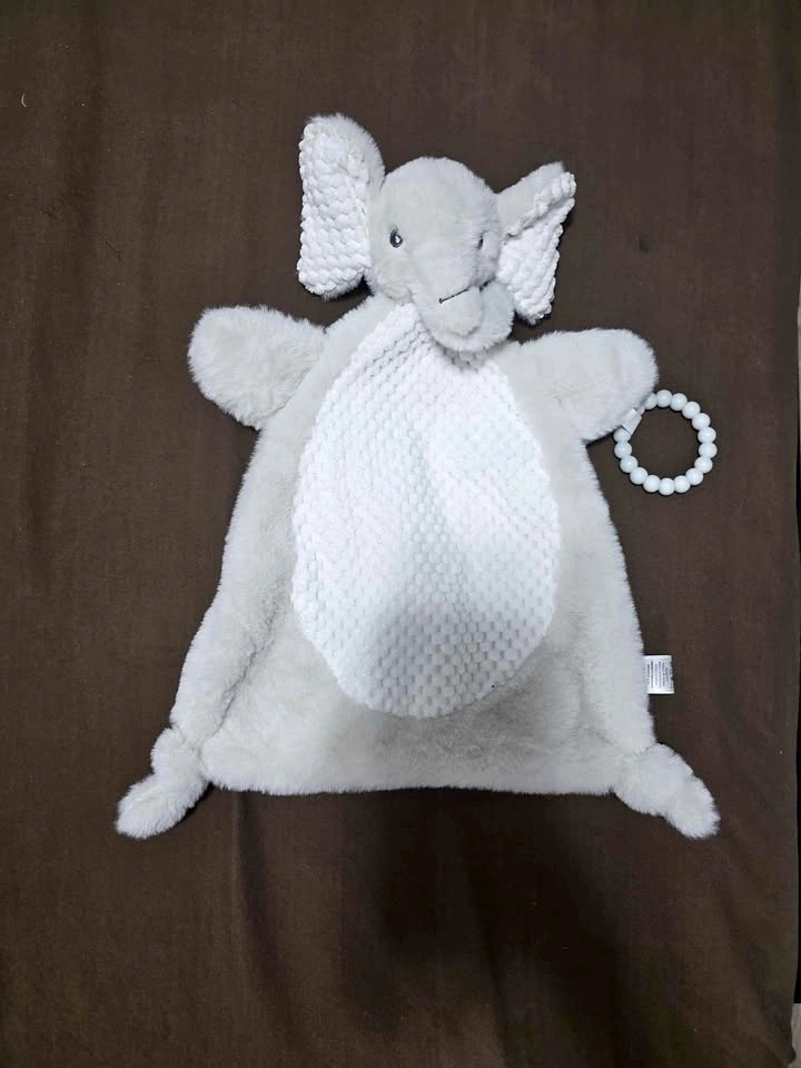 Elephant Baby Security Blanket Lovey with Teether