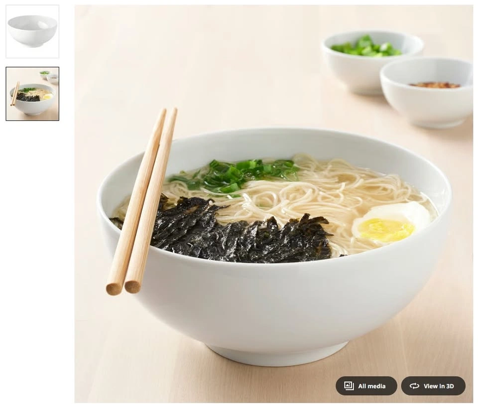 Two large white ramen bowls
