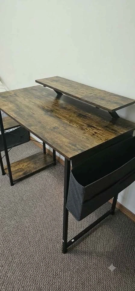 Modern Industrial Computer Desk & Ergonomic Mesh Office Chair - photo 2