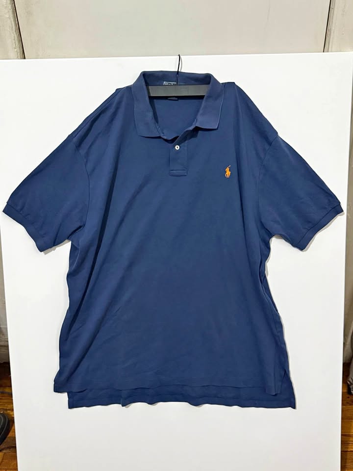 Ralph Lauren Orange Pony Polo Dark Navy Blue 2X