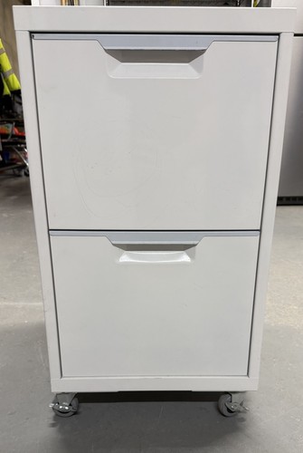 White 2 Drawer Metal Filing Cabinet With Wheels