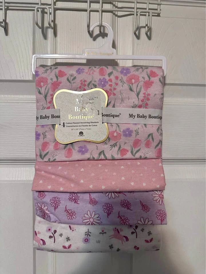 BNWT - My Baby Boutique 4-pack of cotton flannel blankets