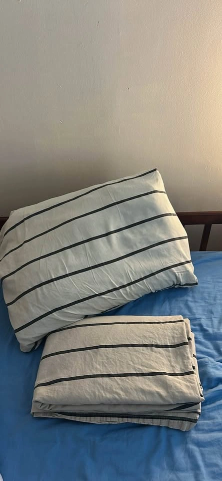 Striped Cotton Duvet + Pillow Cover - photo 2