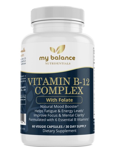 Vitamin B-12 Complex | 60 Veggie Capsules | Energy & Focus Suppo