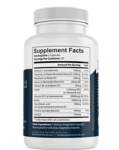 Vitamin B-12 Complex | 60 Veggie Capsules | Energy & Focus Suppo - photo 2