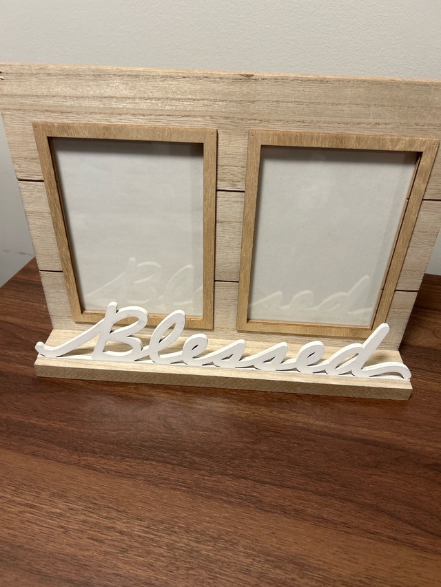 Blessed Wooden Double Photo Frame