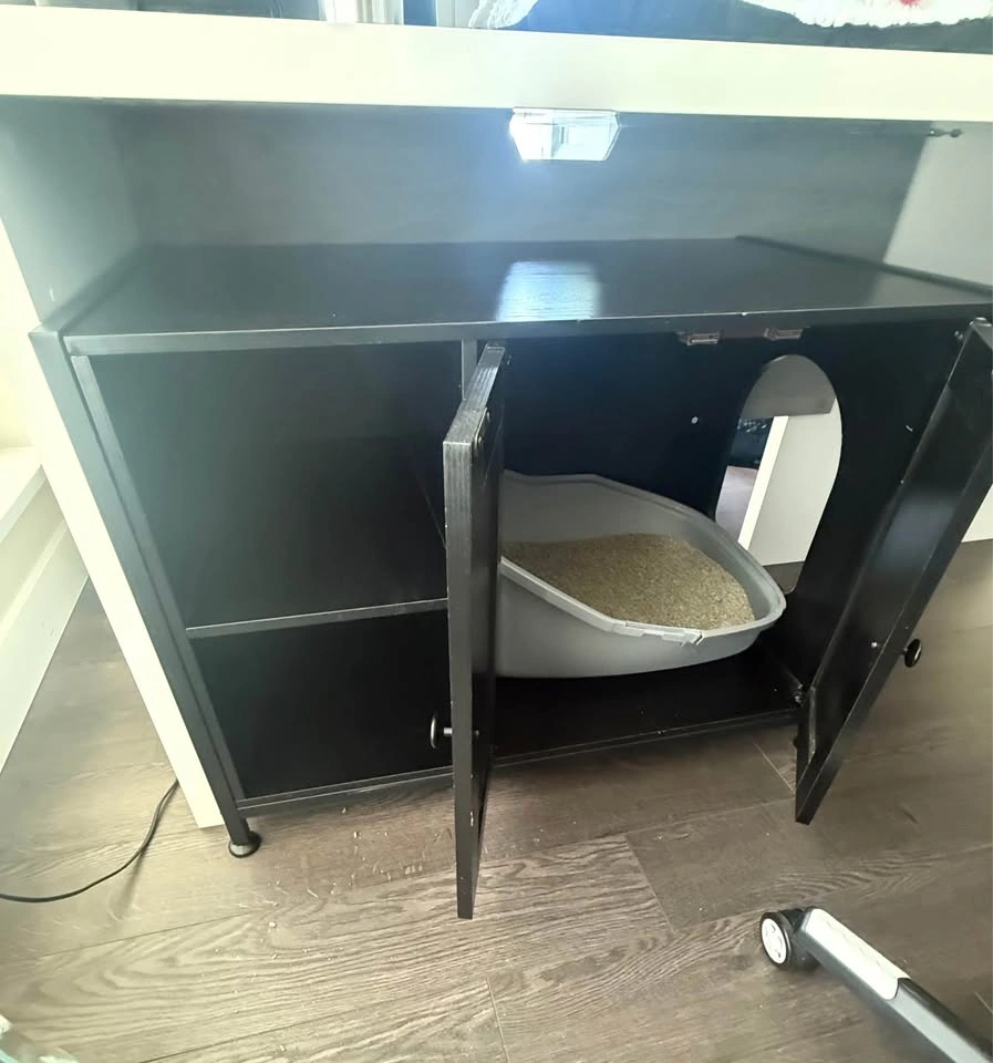 black cat litter box enclosure - photo 3