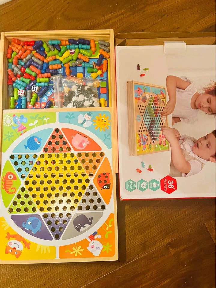 Wooden Multi-Functional Chinese Checkers and Board Game Set