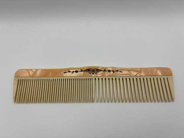 1950’s Celluloid Hair Comb - Faux Opal layer with Elegant Design