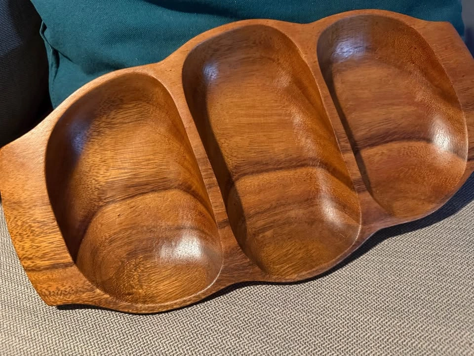 Vintage monkey-pod wood tray - photo 2