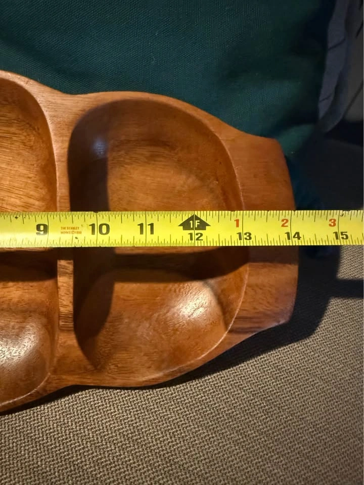 Vintage monkey-pod wood tray - photo 3