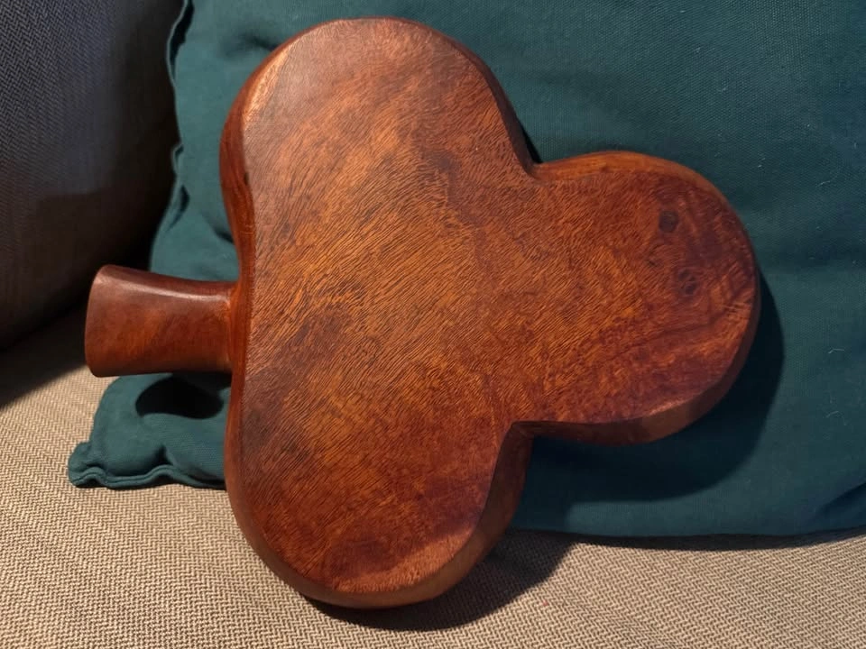 Vintage mid-century Monkey pod wood clover serving bowl - photo 5