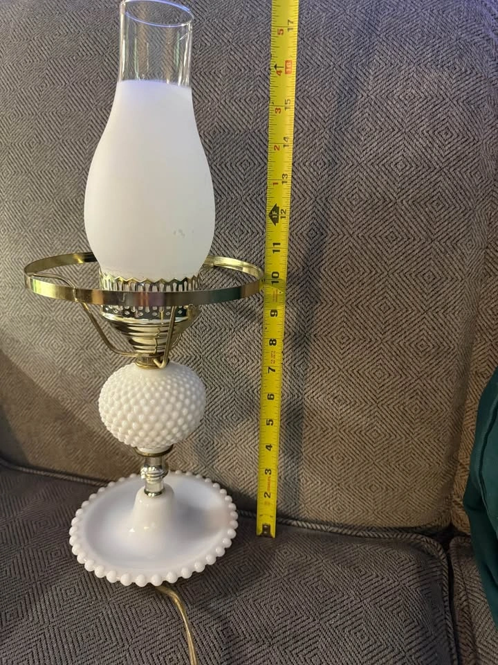 Antique Working Hobnob hurricane Milk Glass Hurricane Lamp - photo 3