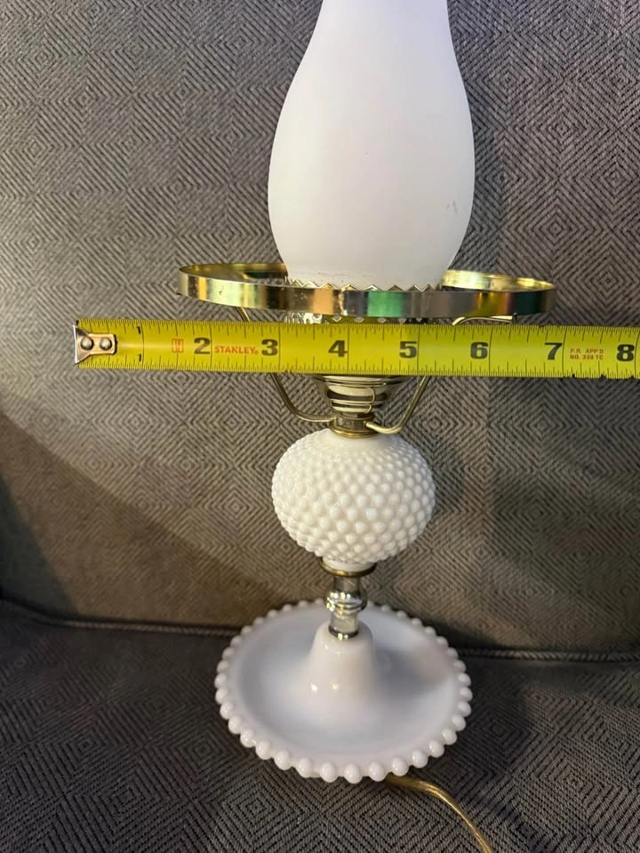 Antique Working Hobnob hurricane Milk Glass Hurricane Lamp - photo 4