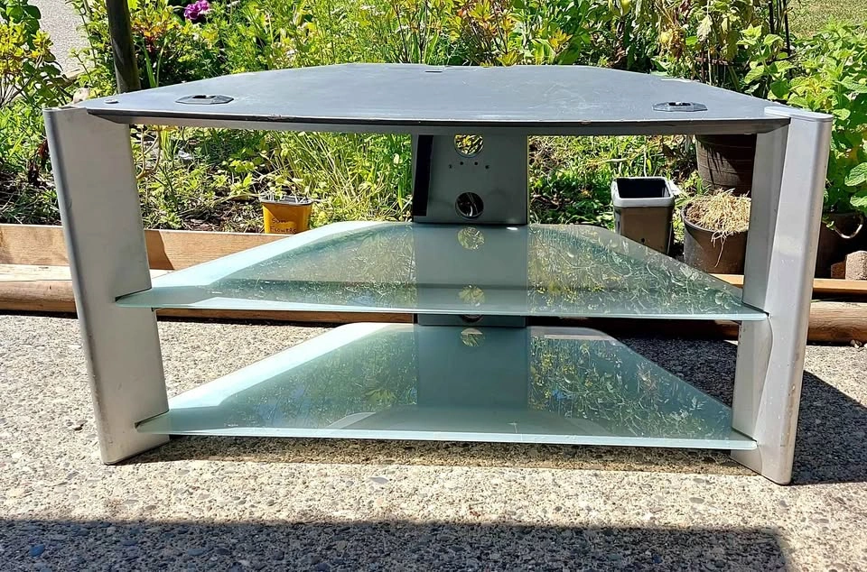 TV Stand - Glass and Metal $25 OBO