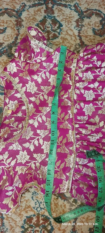Magenta Gold Floral Dress for girls - photo 2