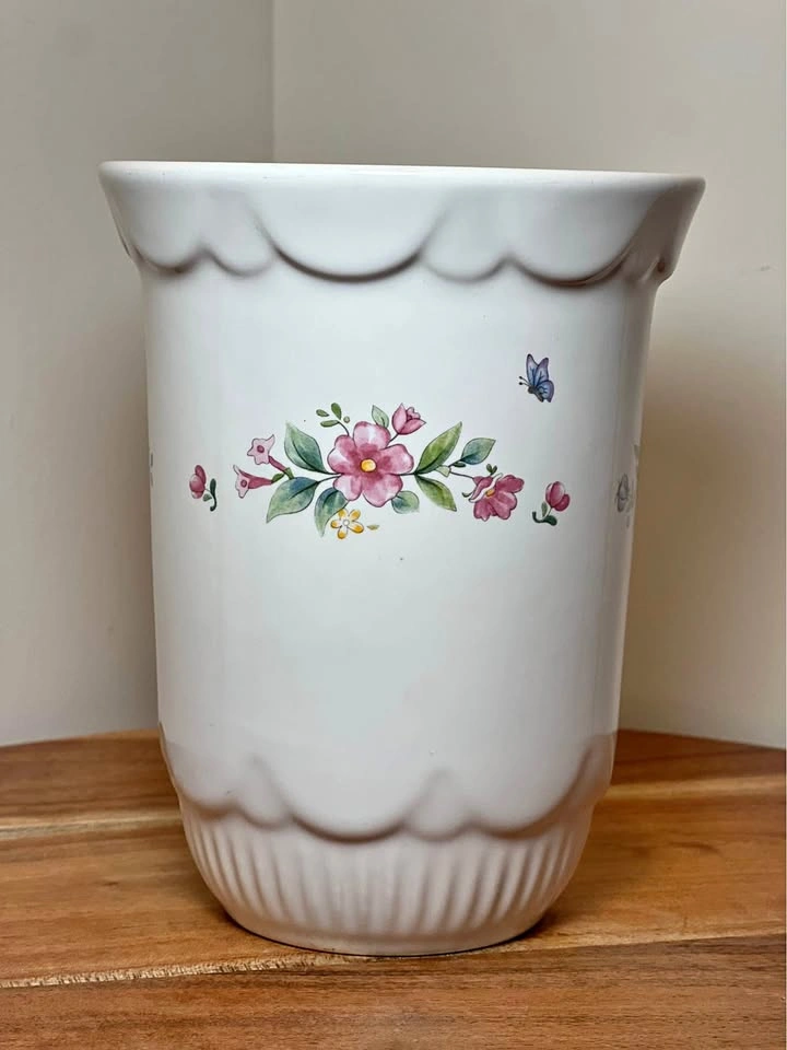 Vintage Pfaltzgraff "Meadow Lane" stoneware utensil holder/crock