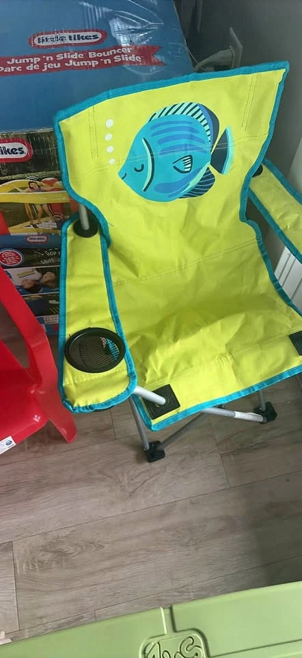 Kids chairs (plastic and camp chair) both