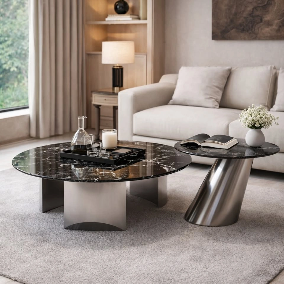 Marble and Stainless steel Coffee Table Brand New - photo 2