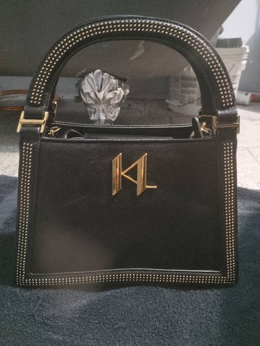 Karl Lagerfeld Paris Black Studded Top Handle purse
