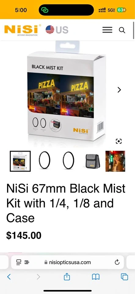 Nisi 67mm Black Mist Kit with 1/4, 1/8 and Case (Like New)