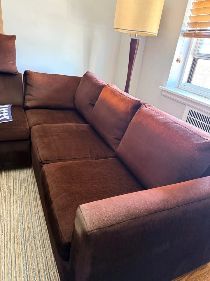 Brown Chenille L-Shaped Sectional Sofa - photo 2