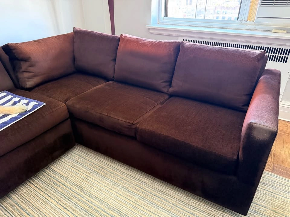 Brown Chenille L-Shaped Sectional Sofa - photo 4