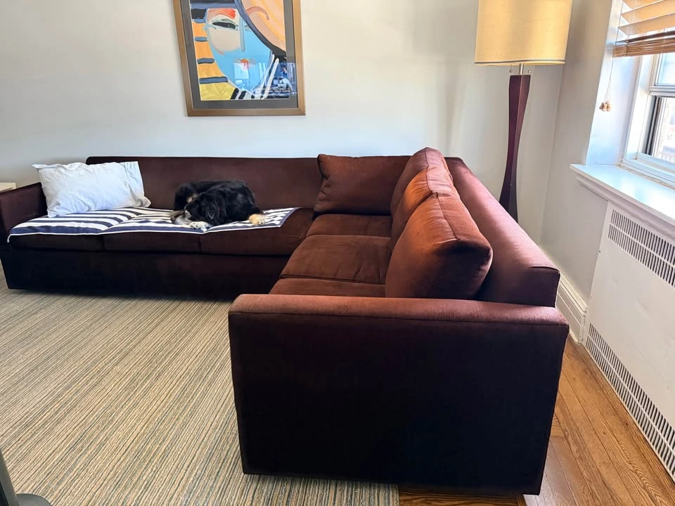 Brown Chenille L-Shaped Sectional Sofa - photo 5