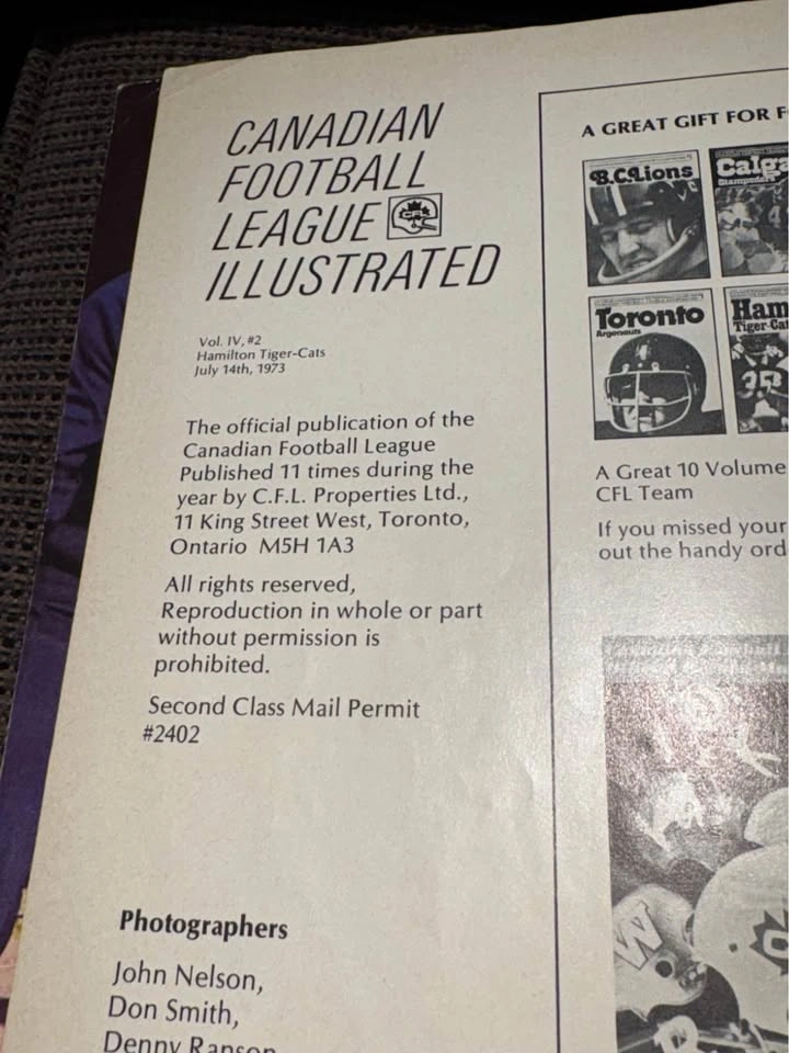 1973 Hamilton Tiger-Cats CFL Illustrated Program - photo 2