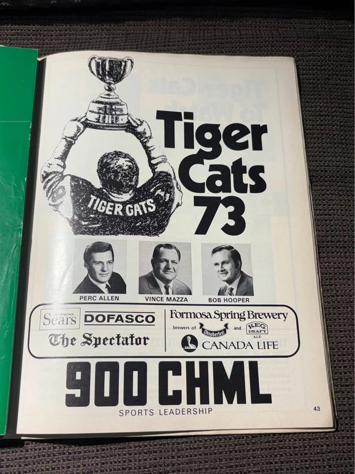 1973 Hamilton Tiger-Cats CFL Illustrated Program - photo 5