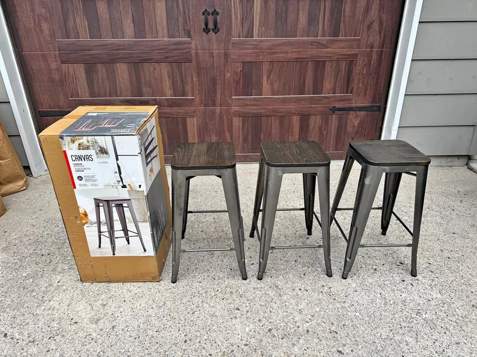 Canvas Union Metal and Wood Bar Stools (7 stools)