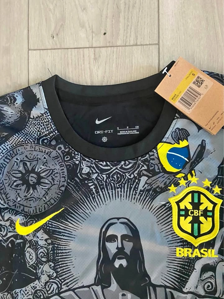 Brazil custom Christ the Redeemer Soccer Jersey size small