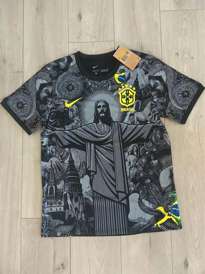 Brazil custom Christ the Redeemer Soccer Jersey size small - photo 5