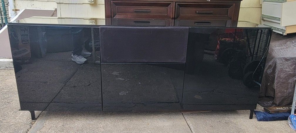 IKEA Black Gloss TV Stand Storage - photo 3