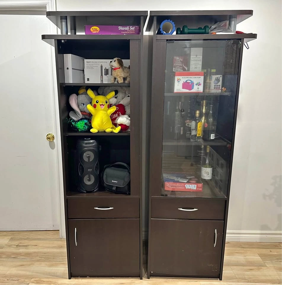 2-Piece Dark Brown Display Cabinet / Storage Unit