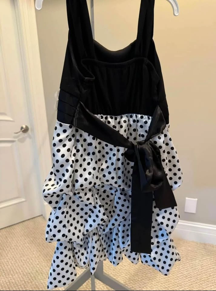 Girls Black and White Polka Dot Dress - Size 10 - photo 2