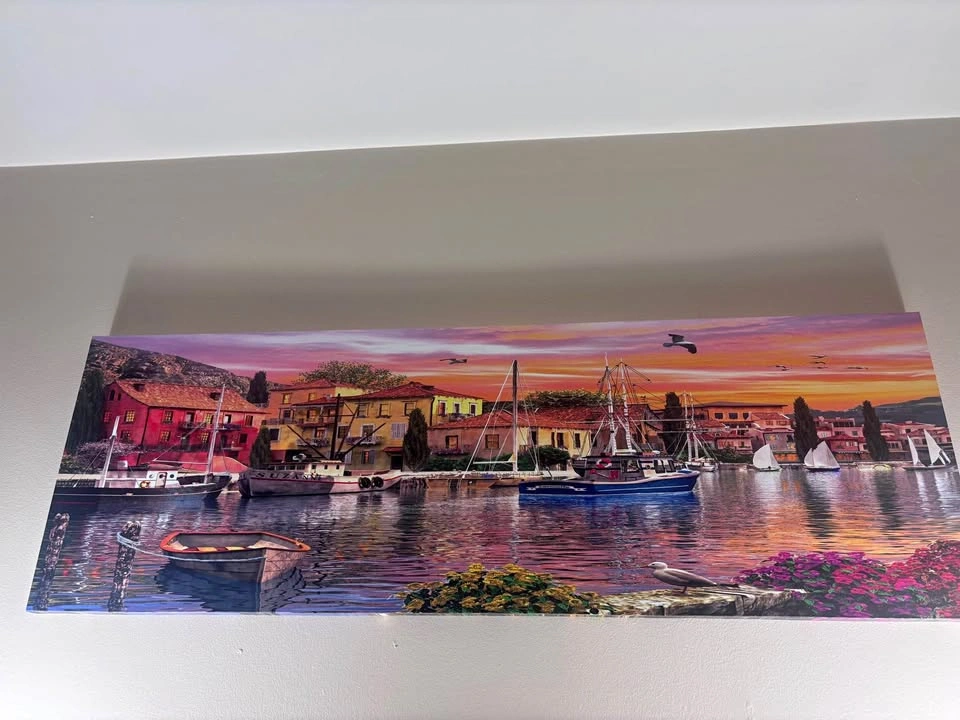 Mediterranean Harbor Panoramic Canvas Wall Art