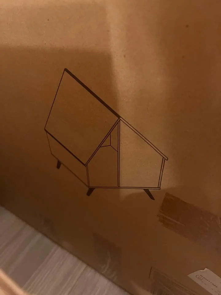 Orig $129. BEAND NEW, IN BOX Mid century modern Walnut Cat House image indicator(6)