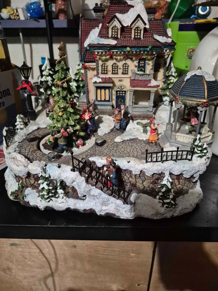 Lighted Christmas Village House with Gazebo and Figures - photo 5