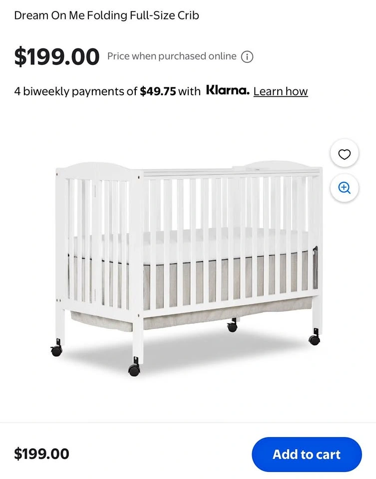 BNIB Dream on Me Full Size 2-in-1 Foldable Crib, White