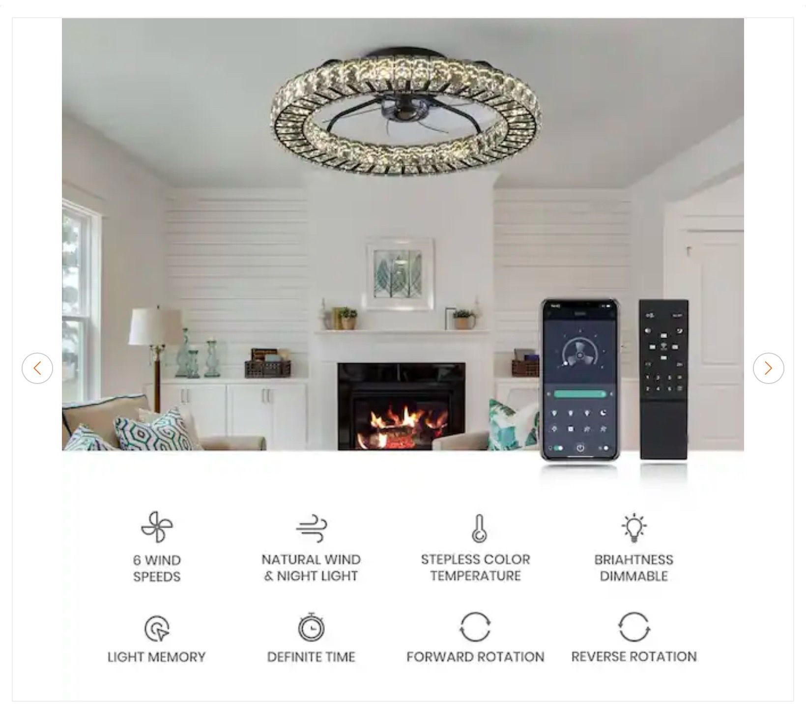 22 in. LED Indoor White Crystal Ceiling Fan - photo 5
