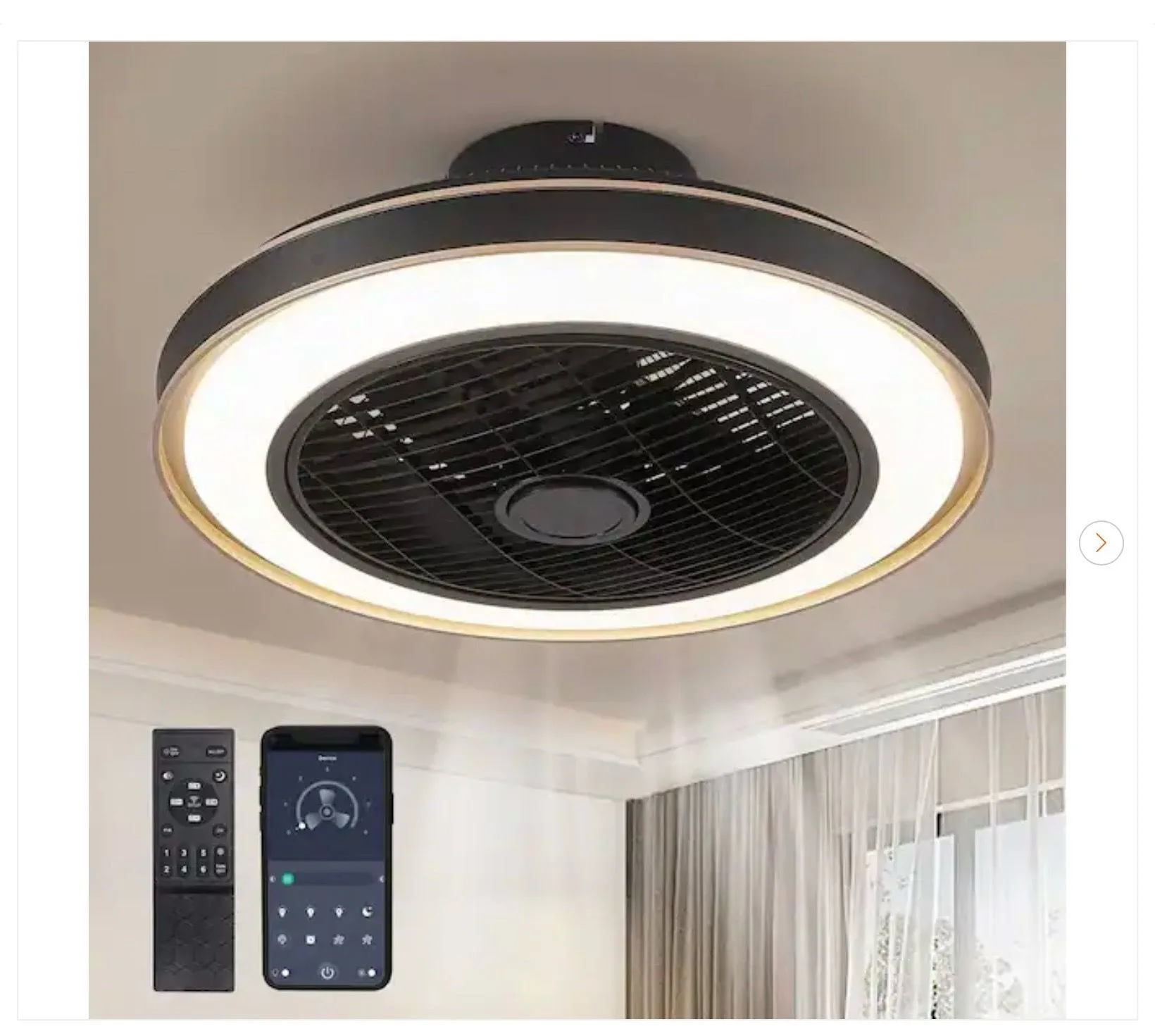 20 in. Black Caged Enclosed Ceiling Fan with LED Light