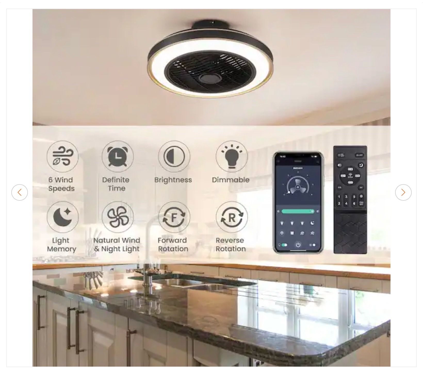 20 in. Black Caged Enclosed Ceiling Fan with LED Light - photo 2